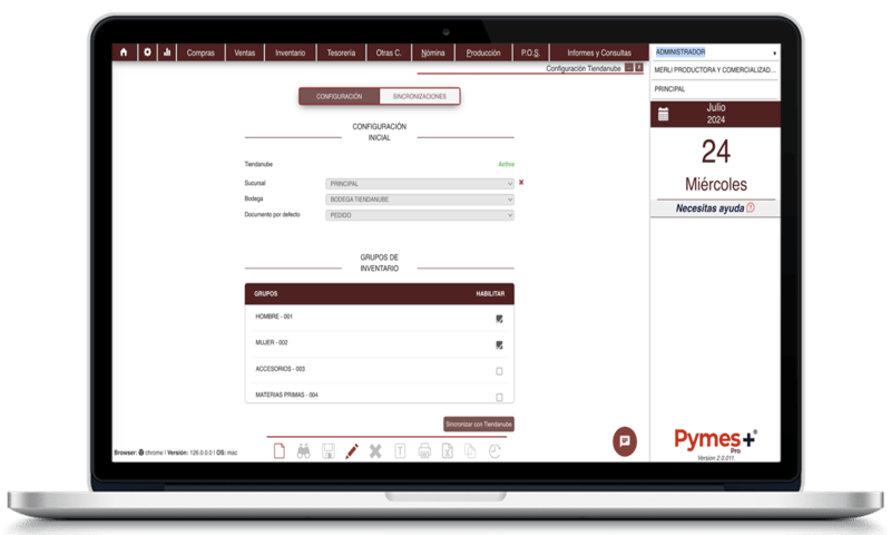 Configuracion Integracion Pymes+ Tienda nube